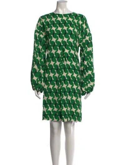 Pre-owned Odeeh Printed Mini Dress In Green