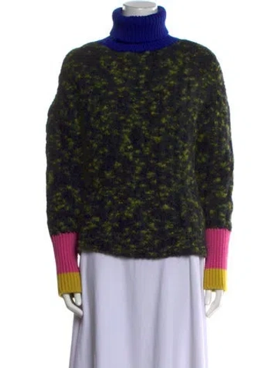 Pre-owned Odeeh Printed Turtleneck Sweater In Green