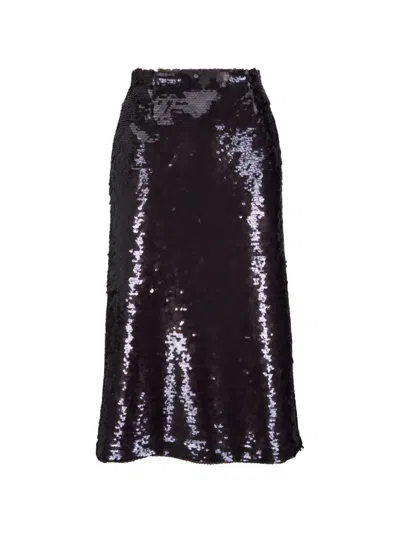 Odeeh Sequin-embellished A-line Midi Skirt In Black