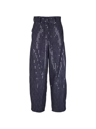 Odeeh Sequin-embellished Trousers In Blue