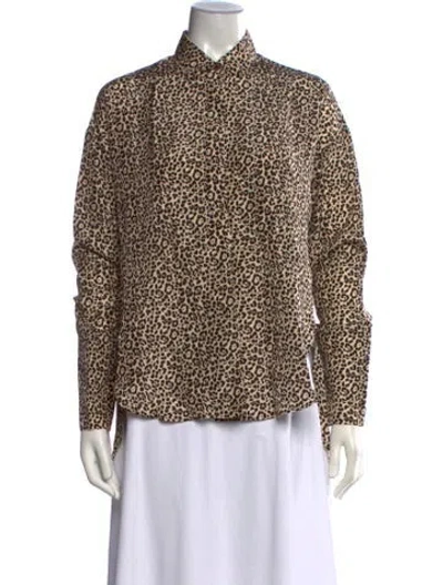 Pre-owned Odeeh Silk Animal Print Top In Brown