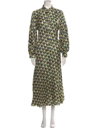 Pre-owned Odeeh Silk Long Dress In Blue