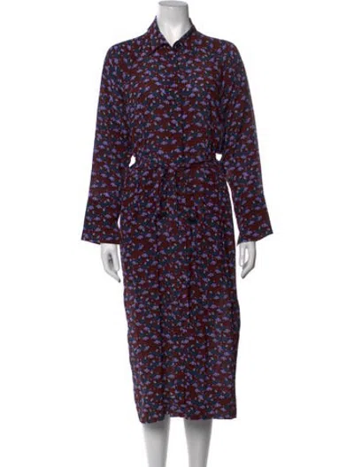 Pre-owned Odeeh Silk Long Dress In Blue