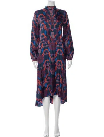 Pre-owned Odeeh Silk Midi Length Dress In Blue