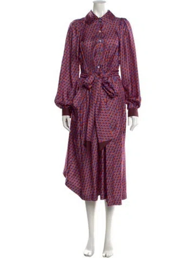 Pre-owned Odeeh Silk Midi Length Dress In Blue