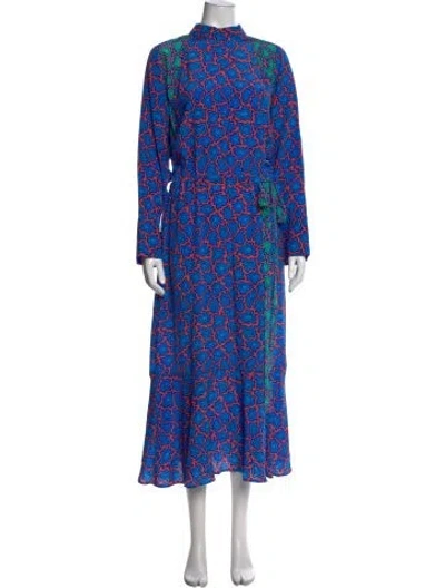 Pre-owned Odeeh Silk Midi Length Dress In Blue