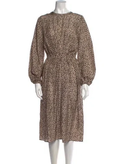 Pre-owned Odeeh Silk Midi Length Dress In Neutrals