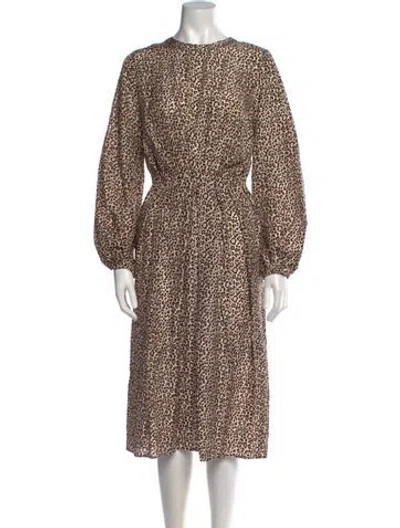 Pre-owned Odeeh Silk Midi Length Dress In Neutrals