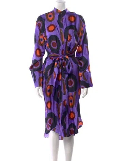 Pre-owned Odeeh Silk Midi Length Dress In Purple
