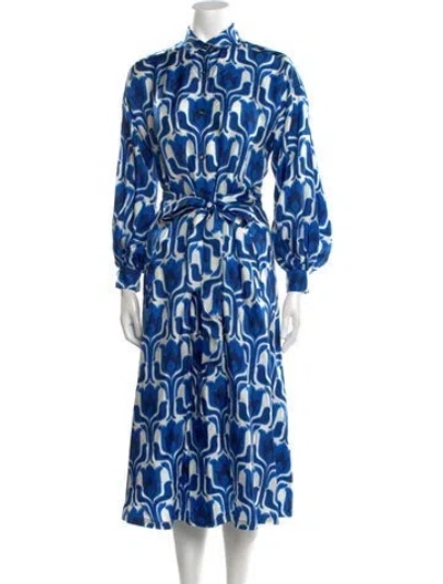 Pre-owned Odeeh Silk Midi Length Dress W/ Tags In Blue