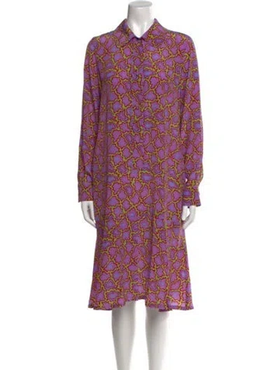 Pre-owned Odeeh Silk Midi Length Dress W/ Tags In Multi
