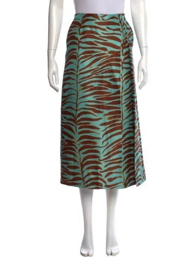 Pre-owned Odeeh Silk Midi Length Skirt In Multi