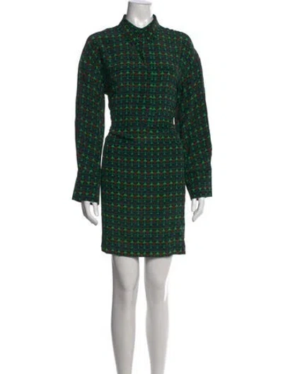 Pre-owned Odeeh Silk Mini Dress In Green