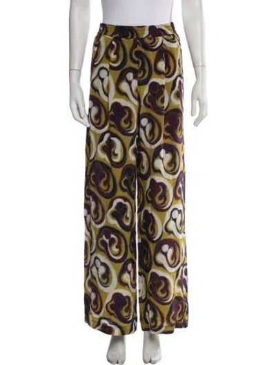 Pre-owned Odeeh Silk Wide Leg Pants In Yellow