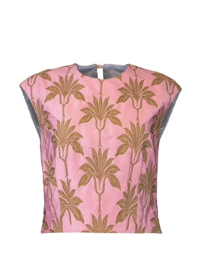 Odeeh Sleeveless Floral Shirt In Pink