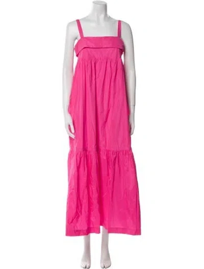 Pre-owned Odeeh Square Neckline Long Dress In Pink