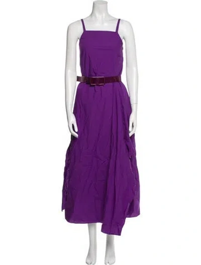 Pre-owned Odeeh Square Neckline Long Dress In Purple