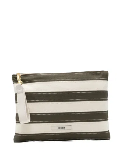 Odeeh Striped Canvas Clutch Bag In Multi