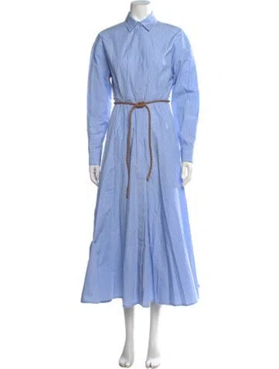 Pre-owned Odeeh Striped Long Dress In Blue