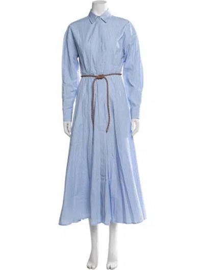 Pre-owned Odeeh Striped Long Dress W/ Tags In Blue