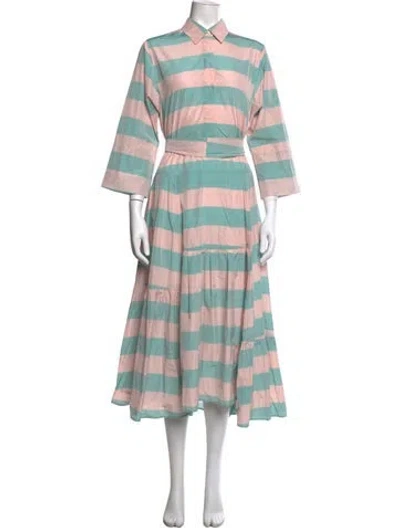 Pre-owned Odeeh Striped Midi Length Dress In Multicolor