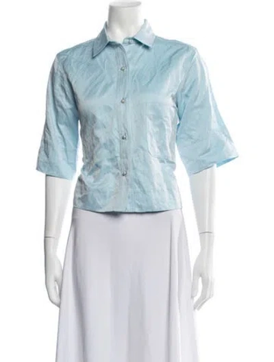 Pre-owned Odeeh Three-quarter Sleeve Button-up Top W/ Tags In Blue