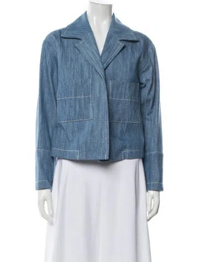 Pre-owned Odeeh Tweed Pattern Denim Jacket In Blue