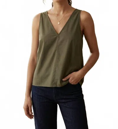 Odeeh V Neck Light Weight Tank Top In Dark Olive In Green