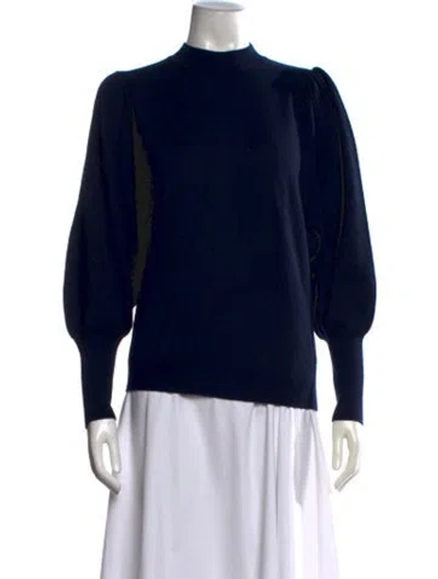 Pre-owned Odeeh Virgin Wool Mock Neck Sweater In Blue