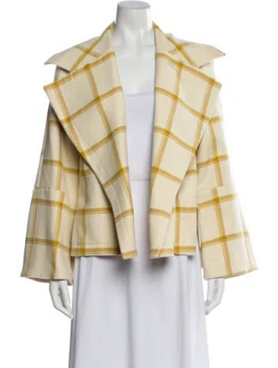 Pre-owned Odeeh Virgin Wool Plaid Print Jacket In Yellow