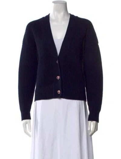 Pre-owned Odeeh Virgin Wool V-neck Sweater In Blue
