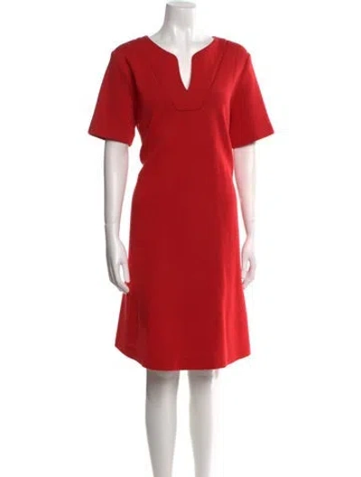 Pre-owned Odeeh V-neck Knee-length Dress In Red