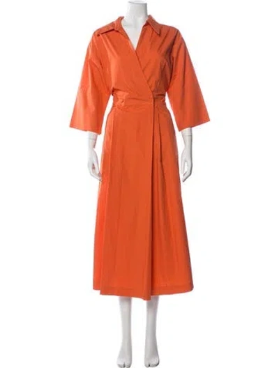Pre-owned Odeeh V-neck Long Dress W/ Tags In Orange