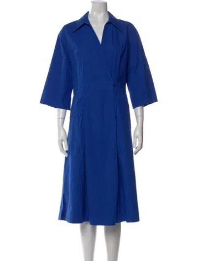 Pre-owned Odeeh V-neck Midi Length Dress In Blue