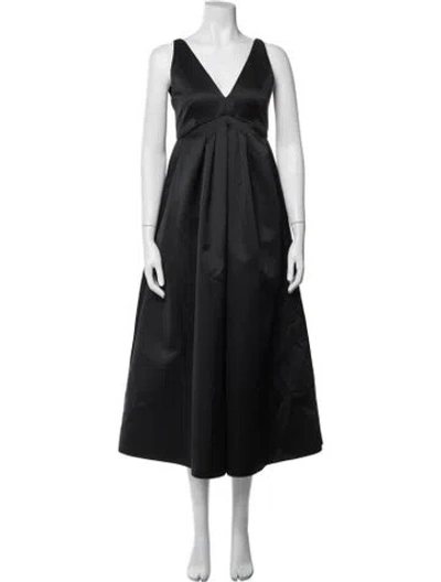 Pre-owned Odeeh V-neck Midi Length Dress W/ Tags In Black