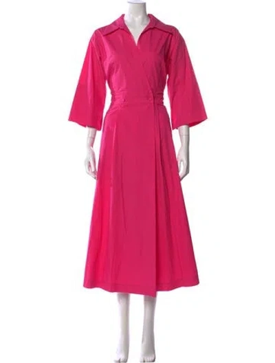 Pre-owned Odeeh V-neck Midi Length Dress W/ Tags In Pink
