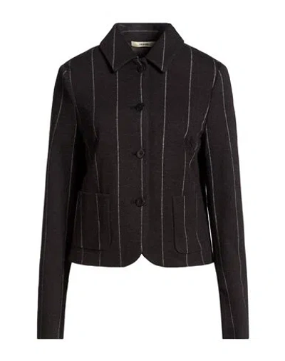 Odeeh Woman Jacket Charcoal Size 8 Virgin Wool, Cotton In Gray