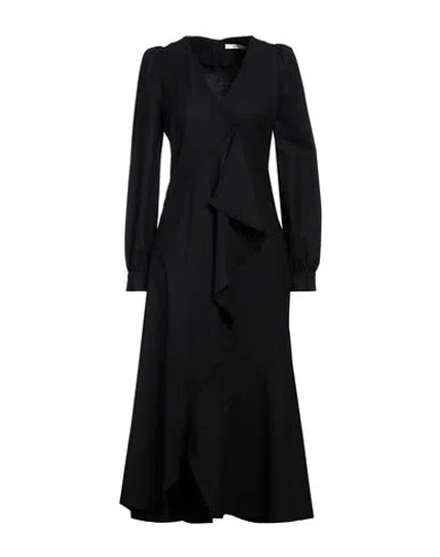 Odeeh Woman Midi Dress Black Size 10 Virgin Wool, Elastane