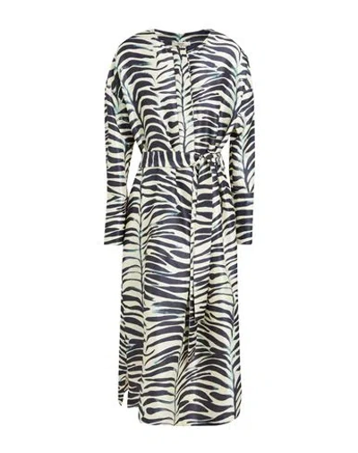 Odeeh Woman Midi Dress Ivory Size 12 Silk, Virgin Wool In White