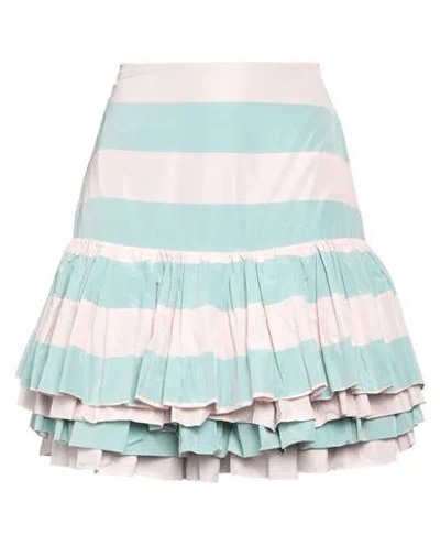 Odeeh Woman Mini Skirt Light Green Size 6 Polyester In Blue