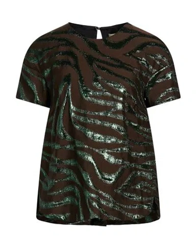Odeeh Woman Top Chocolate Brown Size 10 Polyester, Polyamide, Metallic Polyester