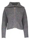 Odeeh Zip Collar Cardigan In Gray