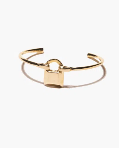 Odette New York Lock Cuff In Brass In Gold