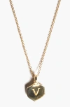 Odette New York Monogram Charm Necklace In Letter V
