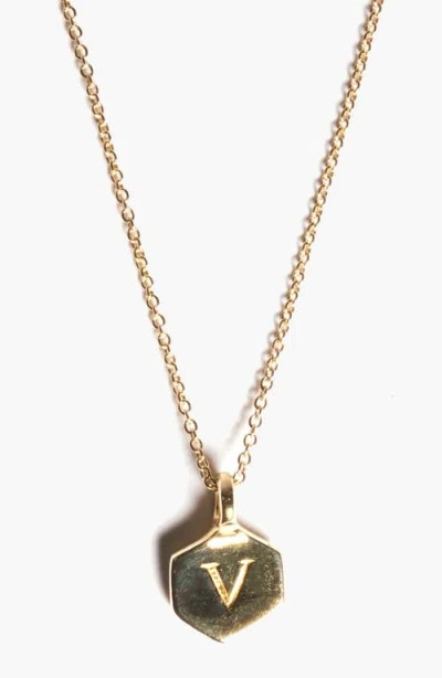 Odette New York Monogram Charm Necklace In Letter V