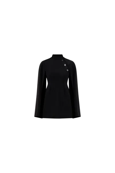 Odette + Odile Karina Cape Dress In Onyx