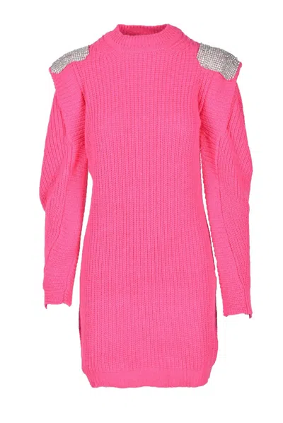 Odi Et Amo Fuchsia Rhinestone Embellished Dress In Pink
