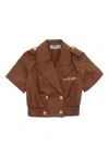 Odi Et Amo Jacket Drop Bambina  In Brown