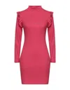 Odi Et Amo Woman Short Dress Fuchsia Size L Cotton In Pink