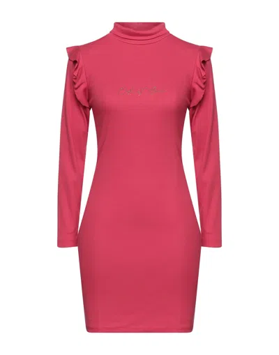 Odi Et Amo Woman Short Dress Fuchsia Size L Cotton In Pink